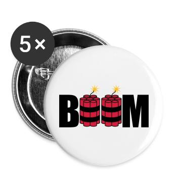 boom angezuendet tnt dynamit explodieren explosion - Buttons groß 56 mm (5er Pack) - Weiß - Vorne