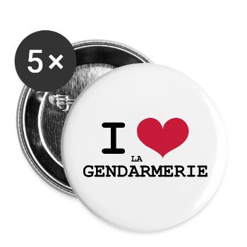 I Love la Gendarmerie ! - Lot de 5 grands badges (56 mm) - blanc - Devant