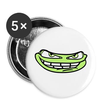 face head evil meme grin funny comic carto - Buttons large 2.2''/56 mm (5-pack) - white - Front