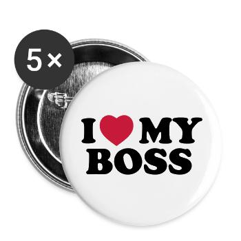 I love my boss - Lot de 5 grands badges (56 mm) - blanc - Devant