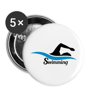 swimming logo schwarz schwimmen schwimmer verein t - Buttons groß 56 mm (5er Pack) - Weiß - Vorne