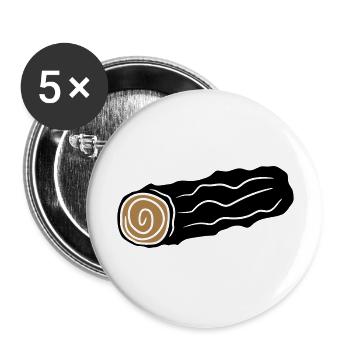 baumstamm holz stock feuerholz huette holzscheit r - Buttons groß 56 mm (5er Pack) - Weiß - Vorne