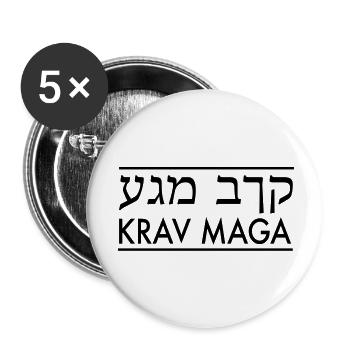 Krav Maga - Buttons groß 56 mm (5er Pack) - Weiß - Vorne
