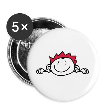 verstecken wand mauer gesicht kopf kind gemalt kri - Buttons groß 56 mm (5er Pack) - Weiß - Vorne