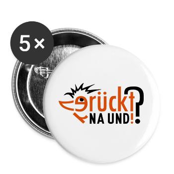 Verrückt ! 2farbig individualisierbar - Buttons groß 56 mm (5er Pack) - Weiß - Vorne