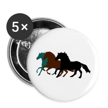 drei_pferde_pferd - Buttons groß 56 mm (5er Pack) - Weiß - Vorne