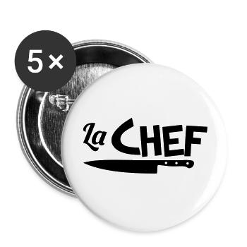 La chef - Lot de 5 grands badges (56 mm) - blanc - Devant
