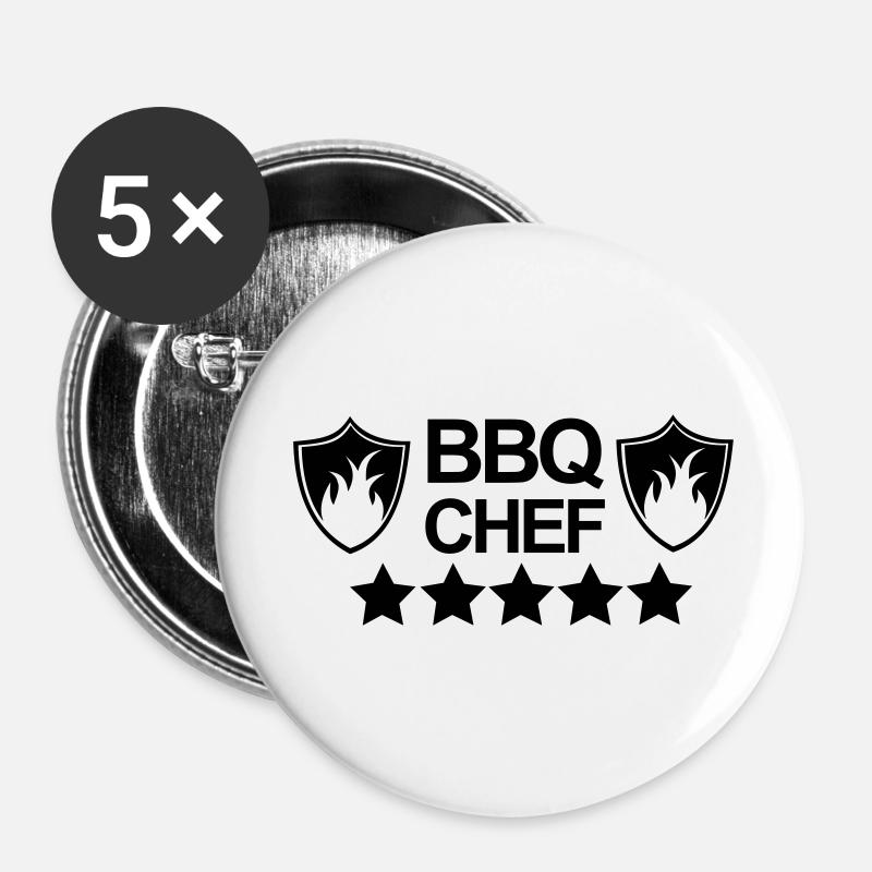 Grill,Grilling,BBQ,cooking,chef,meat,summer,sausag - Buttons large 2.2''/56 mm (5-pack) - white