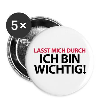Lasst mich durch ich bin wichtig Chef Boss Kapitän - Buttons groß 56 mm (5er Pack) - Weiß - Vorne