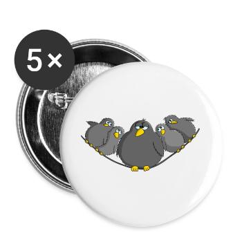 Vogel fett und witzig - Buttons groß 56 mm (5er Pack) - Weiß - Vorne