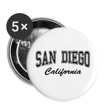 San Diego California - Buttons large 2.2''/56 mm (5-pack) - white - Front