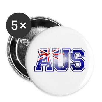 AUS Australien - Buttons groß 56 mm (5er Pack) - Weiß - Vorne