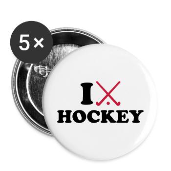 Hockey - Buttons groß 56 mm (5er Pack) - Weiß - Vorne
