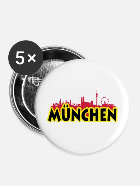 München - Buttons groß 56 mm (5er Pack) - Weiß