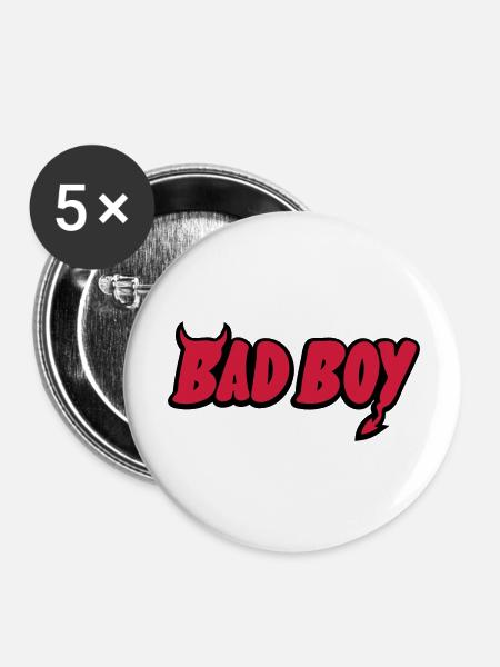 Bad Boy - Buttons groß 56 mm (5er Pack) - Weiß