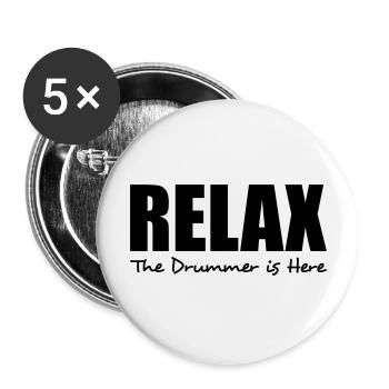 relax the drummer is here - Buttons large 2.2''/56 mm (5-pack) - white - Front