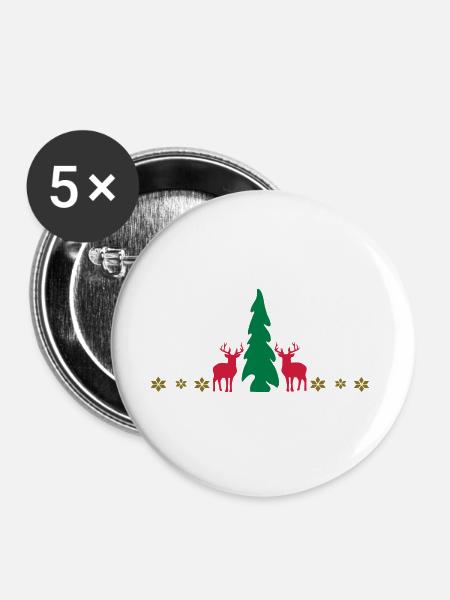 winter weihnacht hirsch - Buttons groß 56 mm (5er Pack) - Weiß