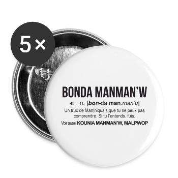 Definition Bonda manman'w martinique - Lot de 5 grands badges (56 mm) - blanc - Devant