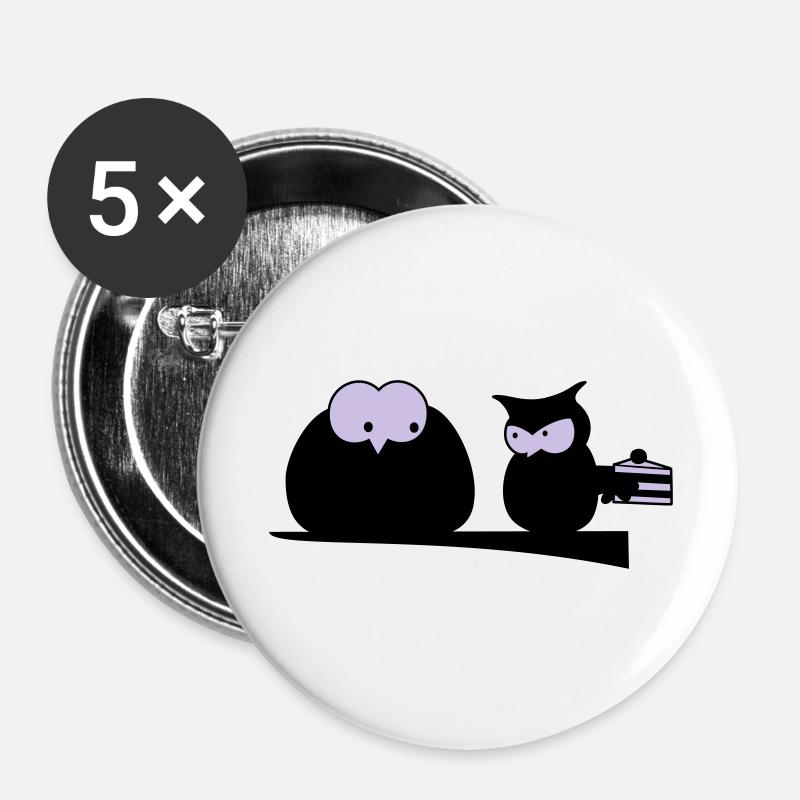 owls - Buttons large 2.2''/56 mm (5-pack) - white