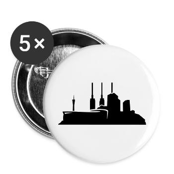 Hannover // Skyline // Silhouette // Skylineshirt - Buttons groß 56 mm (5er Pack) - Weiß - Vorne