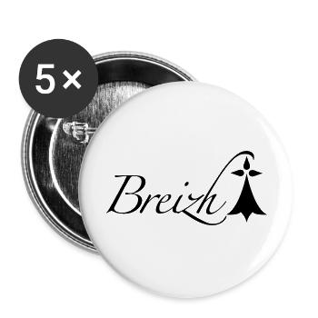 Breizh Bretagne - Lot de 5 grands badges (56 mm) - blanc - Devant