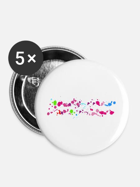 Bunter Farbspritzer Muster - Buttons groß 56 mm (5er Pack) - Weiß