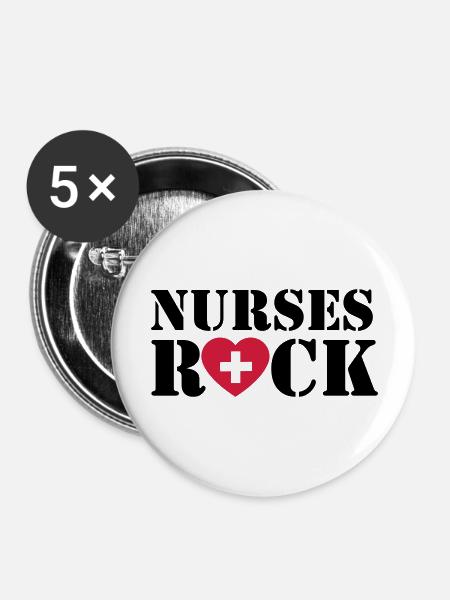 Nurses Rock - Buttons large 2.2''/56 mm (5-pack) - white