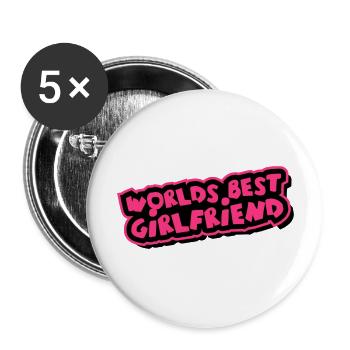 Worlds best Girlfriend Comic Cartoon - Buttons large 2.2''/56 mm (5-pack) - white - Front