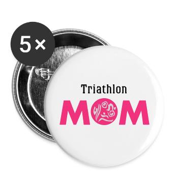 Triathlon MOM - Buttons groß 56 mm (5er Pack) - Weiß - Vorne