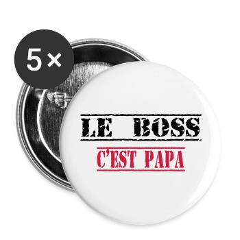 Le boss c'est papa - Buttons groß 56 mm (5er Pack) - Weiß - Vorne