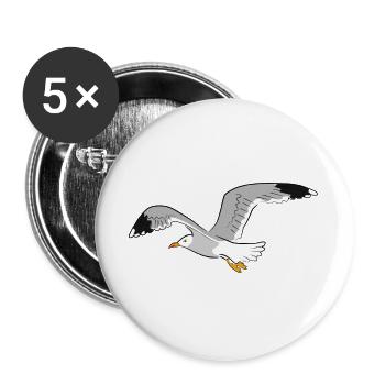 moewe vogel strand - Buttons groß 56 mm (5er Pack) - Weiß - Vorne