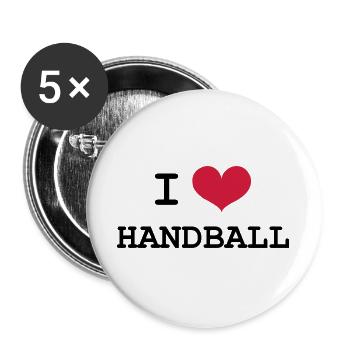 I Love Handball - Buttons groß 56 mm (5er Pack) - Weiß - Vorne