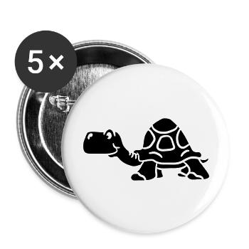 Old small cartoon black turtle - Buttons large 2.2''/56 mm (5-pack) - white - Front