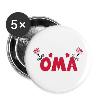 oma - Buttons groß 56 mm (5er Pack) - Weiß - Vorne