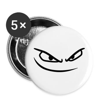 mund gesicht boese augen gefaehrlich gemein comic - Buttons groß 56 mm (5er Pack) - Weiß - Vorne