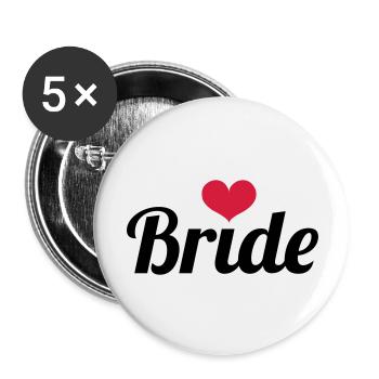 Bride - Wedding - Buttons groß 56 mm (5er Pack) - Weiß - Vorne