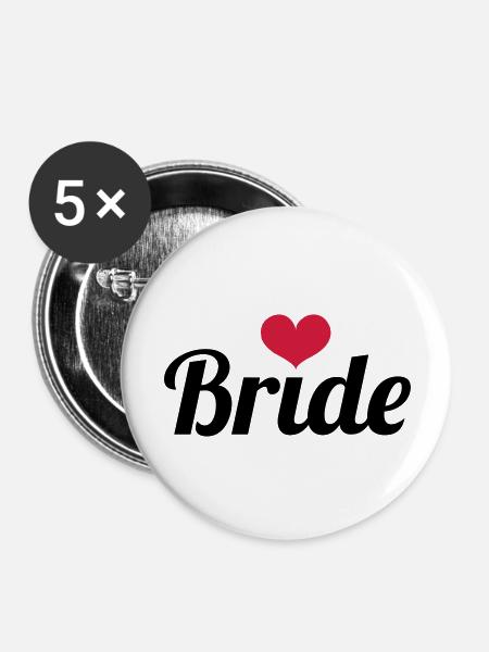 Bride - Wedding - Buttons large 2.2''/56 mm (5-pack) - white