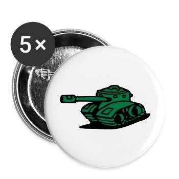 gepanzerter panzer armee militärischer kampfpanzer - Buttons groß 56 mm (5er Pack) - Weiß - Vorne