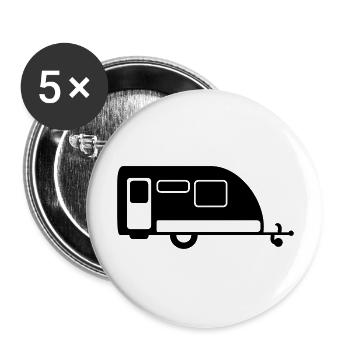 Camper Trailer Symbol Logo - Buttons large 2.2''/56 mm (5-pack) - white - Front