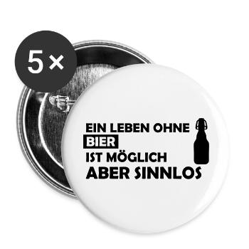 ein leben ohne bier - Buttons groß 56 mm (5er Pack) - Weiß - Vorne