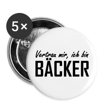Bäcker - Buttons groß 56 mm (5er Pack) - Weiß - Vorne
