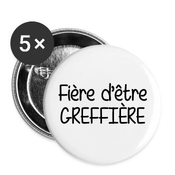 Greffier / Greffière / Loi / Tribunal / Justice - Lot de 5 grands badges (56 mm) - blanc - Devant