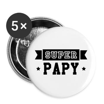 Papy / Grand Père / Famille / Papi / Drôle / Cool - Lot de 5 grands badges (56 mm) - blanc - Devant