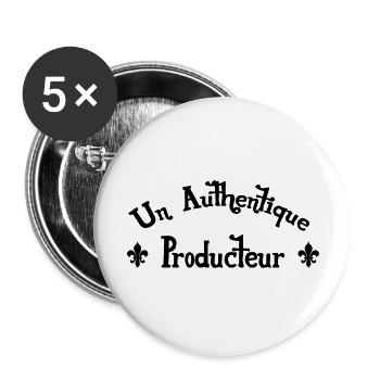 Producteur / Productrice / Production / Prod - Lot de 5 grands badges (56 mm) - blanc - Devant