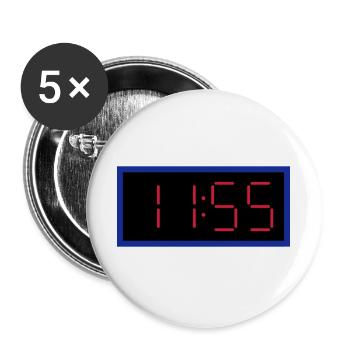 ★ Designfarben änderbar ★ Digitaluhr 11:55 Uhr - Buttons groß 56 mm (5er Pack) - Weiß - Vorne