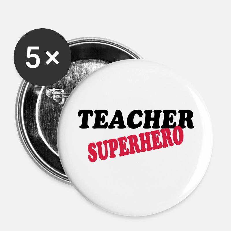Teacher superhero - Buttons large 2.2''/56 mm (5-pack) - white