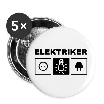 Elektriker Elektrik - Buttons groß 56 mm (5er Pack) - Weiß - Vorne