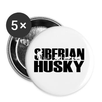 Schlittenhunde Siberian Husky - Buttons groß 56 mm (5er Pack) - Weiß - Vorne
