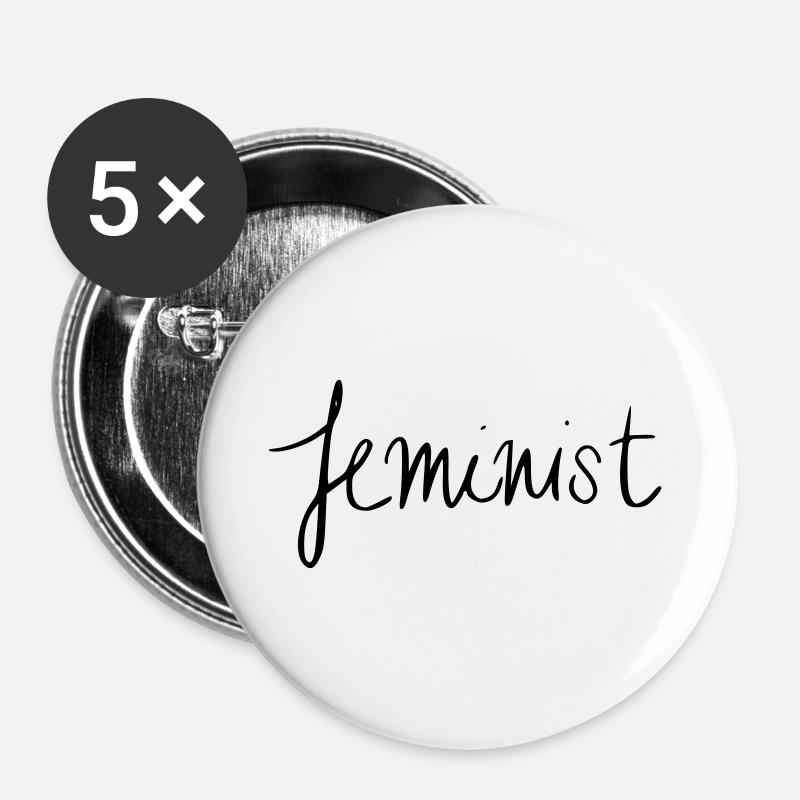 feminist - Buttons large 2.2''/56 mm (5-pack) - white