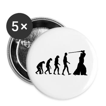 Kendo / Kendoka / Sword / Kampfkünste / Kampf - Buttons groß 56 mm (5er Pack) - Weiß - Vorne
